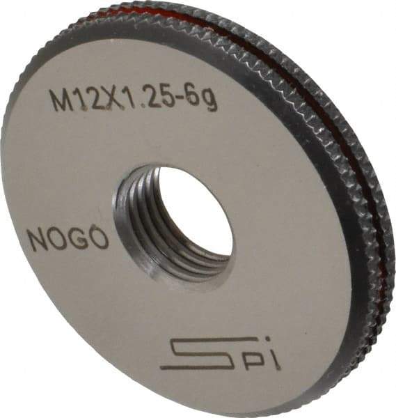 SPI - M12x1.25 No Go Single Ring Thread Gage - Class 6G, Oil Hardened Nonshrinking Steel (OHNS), NPL Traceability Certification Included - Makers Industrial Supply