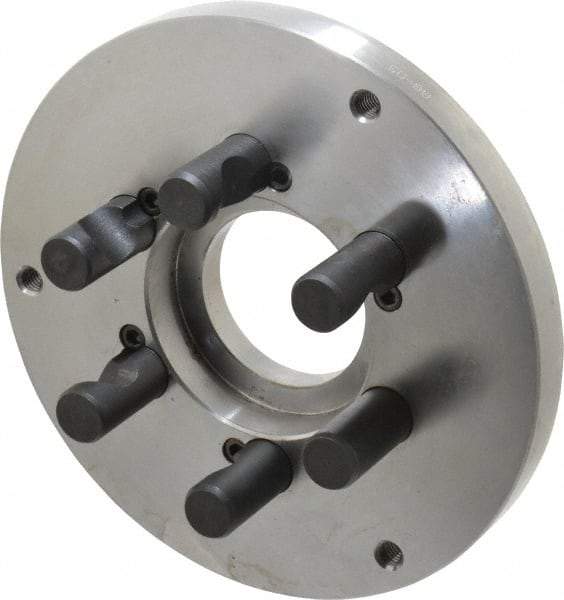 Buck Chuck Company - Adapter Back Plate for 8" Diam Self Centering Lathe Chucks - D1-5 Mount, 2.39" Through Hole Diam, 6.283mm ID, 7.87" OD, 0.794" Flange Height, Steel - Makers Industrial Supply