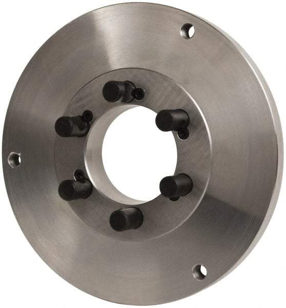 Buck Chuck Company - Adapter Back Plate for 12" Diam Self Centering Lathe Chucks - D1-6 Mount, 2" Through Hole Diam, 10.221mm ID, 12.6" OD, 0.989" Flange Height, Steel - Makers Industrial Supply