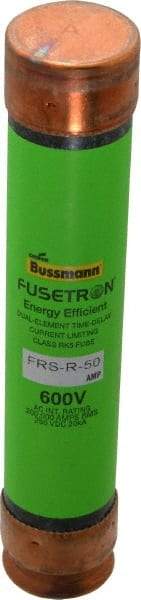 Cooper Bussmann - 250 VDC, 600 VAC, 50 Amp, Time Delay General Purpose Fuse - Fuse Holder Mount, 5-1/2" OAL, 20 at DC, 200 (RMS) kA Rating, 1-1/16" Diam - Makers Industrial Supply