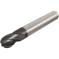 Iscar - 4mm Diam, 7mm LOC, 4 Flute Solid Carbide Ball End Mill - TiAlN Finish, Single End, 50mm OAL, 6mm Shank Diam, Spiral Flute - Makers Industrial Supply