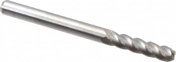 Accupro - 1/8", 4 Flute, Single End, Solid Carbide, 0.045" Corner Radius End Mill - 1-1/2" OAL, 40° Helix, Right Hand Flute, 1/2" LOC, Right Hand Cut - Makers Industrial Supply