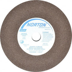 Norton - 60/80 Grit Aluminum Oxide Bench & Pedestal Grinding Wheel - 10" Diam x 1-1/4" Hole x 1" Thick, 2485 Max RPM, Medium Grade - Makers Industrial Supply