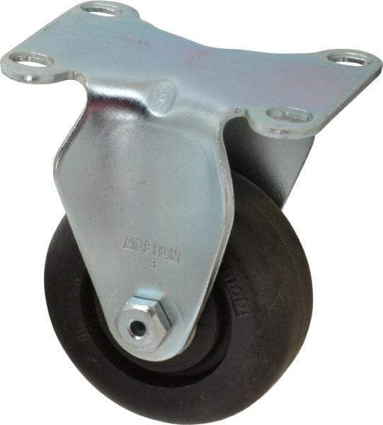 Albion - 3" Diam x 1-1/4" Wide x 4-1/4" OAH Top Plate Mount Rigid Caster - Polyolefin, 250 Lb Capacity, Delrin Bearing, 2-1/2 x 3-5/8" Plate - Makers Industrial Supply