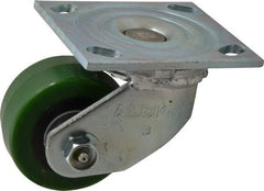 Albion - 3-1/4" Diam x 1-5/8" Wide x 4-1/4" OAH Top Plate Mount Swivel Caster - Polyurethane, 420 Lb Capacity, Roller Bearing, 4 x 4-1/2" Plate - Makers Industrial Supply