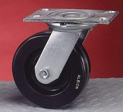 Albion - 8" Diam x 2" Wide x 10-1/8" OAH Top Plate Mount Swivel Caster - Rubber, 500 Lb Capacity, Roller Bearing, 4-1/2 x 6-1/4" Plate - Makers Industrial Supply