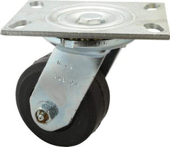 Albion - 4" Diam x 2" Wide x 5-5/8" OAH Top Plate Mount Swivel Caster - Rubber, 350 Lb Capacity, Roller Bearing, 4-1/2 x 6-1/4" Plate - Makers Industrial Supply