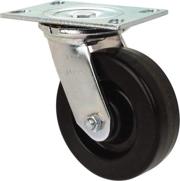 Albion - 6" Diam x 2" Wide x 7-1/2" OAH Top Plate Mount Swivel Caster - Phenolic, 1,200 Lb Capacity, Roller Bearing, 4-1/2 x 6-1/4" Plate - Makers Industrial Supply