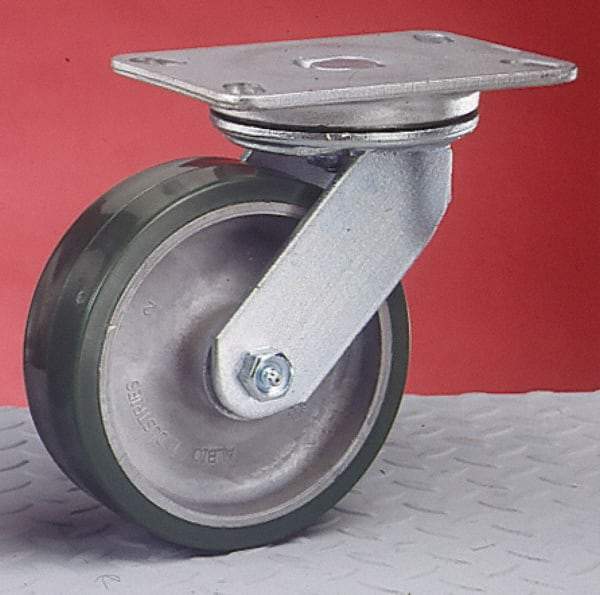 Albion - 6" Diam x 2" Wide x 7-1/2" OAH Top Plate Mount Swivel Caster - Phenolic, 1,200 Lb Capacity, Roller Bearing, 4-1/2 x 6-1/4" Plate - Makers Industrial Supply