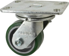 Albion - 4" Diam x 2" Wide x 5-5/8" OAH Top Plate Mount Swivel Caster - Polyurethane, 700 Lb Capacity, Roller Bearing, 4-1/2 x 6-1/4" Plate - Makers Industrial Supply