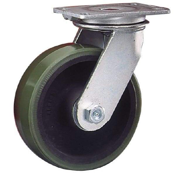 Albion - 12" Diam x 3" Wide x 13-1/2" OAH Top Plate Mount Swivel Caster - Phenolic, 2,000 Lb Capacity, Roller Bearing, 4-1/2 x 6-1/4" Plate - Makers Industrial Supply