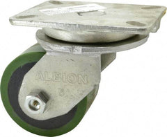 Albion - 5" Diam x 3" Wide x 7" OAH Top Plate Mount Swivel Caster - Polyurethane, 1,530 Lb Capacity, Roller Bearing, 5-1/4 x 7-1/4" Plate - Makers Industrial Supply