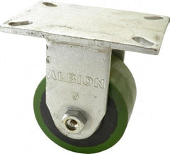 Albion - 5" Diam x 3" Wide x 7" OAH Top Plate Mount Rigid Caster - Polyurethane, 1,530 Lb Capacity, Roller Bearing, 5 x 7-1/4" Plate - Makers Industrial Supply