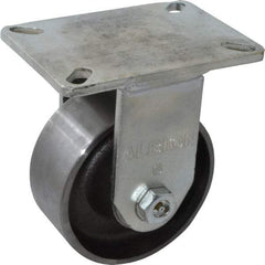 Albion - 6" Diam x 2-1/2" Wide x 8" OAH Top Plate Mount Rigid Caster - Forged Steel, 3,500 Lb Capacity, Roller Bearing, 5 x 7-1/4" Plate - Makers Industrial Supply