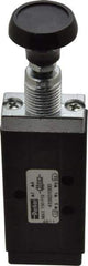 Parker - 0.20 CV Rate, 1/8" NPT Inlet Direct Air 2 Mechanical Spool Valve - 4 Way, 2 Position, 150 Max psi, Button Push Pull - Makers Industrial Supply