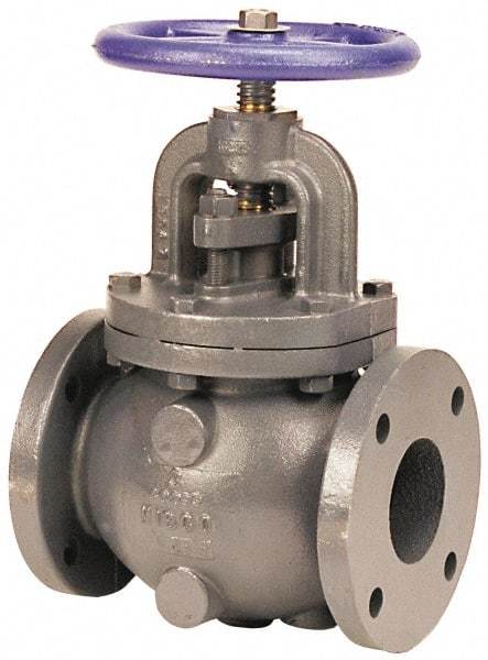 NIBCO - 8" Pipe, Flanged Ends, Iron Renewable Globe Valve - Iron Trim Disc, Bolted Bonnet, 200 psi WOG, 125 psi WSP, Class 125 - Makers Industrial Supply