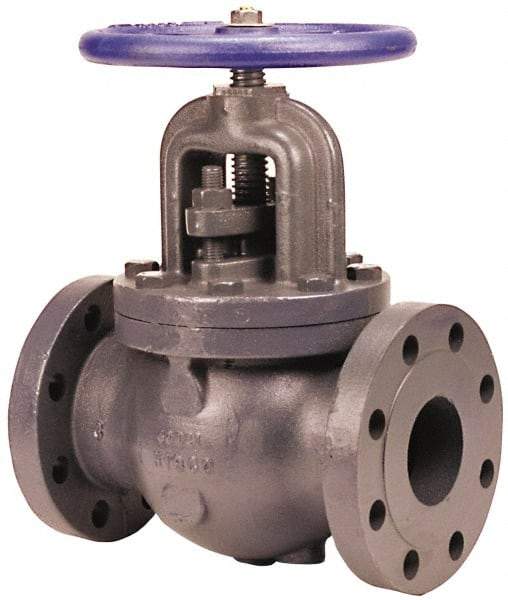 NIBCO - 2" Pipe, Flanged Ends, Iron Renewable Globe Valve - Bronze Disc, Bolted Bonnet, 500 psi WOG, 250 psi WSP, Class 250 - Makers Industrial Supply