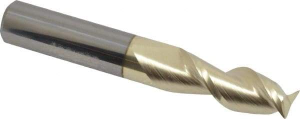 Accupro - 3/8", 2 Flute, Single End, Solid Carbide, 0.02" Corner Radius End Mill - 2-1/2" OAL, 45° Helix, Right Hand Flute, 1" LOC, Right Hand Cut - Makers Industrial Supply