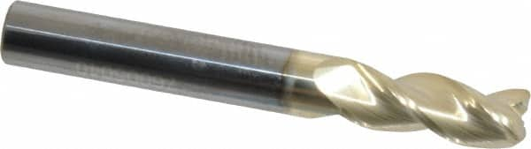 Accupro - 5/16", 3 Flute, Single End, Solid Carbide, 0.03" Corner Radius End Mill - 2-1/2" OAL, 37° Helix, Right Hand Flute, 13/16" LOC, Right Hand Cut - Makers Industrial Supply