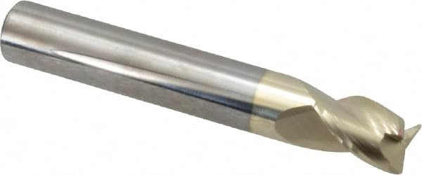 Accupro - 3/8", 3 Flute, Single End, Solid Carbide, 0.02" Corner Radius End Mill - 2-1/2" OAL, 37° Helix, Right Hand Flute, 1/2" LOC, Right Hand Cut - Makers Industrial Supply