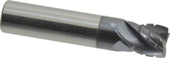 Accupro - 1/2" Diam, 5/8" LOC, 4 Flute Solid Carbide Corner Chamfer Roughing End Mill - AlTiN Finish, 2-1/2" OAL, 1/2" Shank Diam, Single End, 30° Helix - Makers Industrial Supply