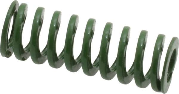 Dayton Lamina - 3/8" Hole Diam, 3/16" Rod Diam, 1" Free Length, Green Die Spring - 6.3 Lb Max Deflection, 0.39" Max Deflection, Light Duty, Chromium Vanadium Steel - Makers Industrial Supply