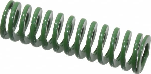 Dayton Lamina - 3/8" Hole Diam, 3/16" Rod Diam, 1-1/4" Free Length, Green Die Spring - 5 Lb Max Deflection, 0.5" Max Deflection, Light Duty, Chromium Vanadium Steel - Makers Industrial Supply