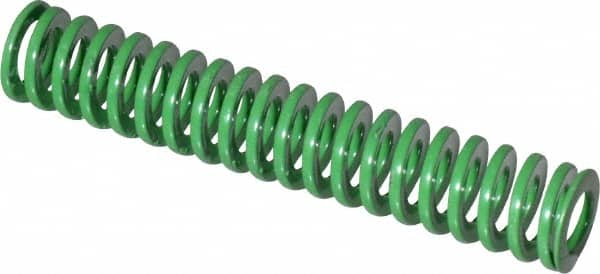 Dayton Lamina - 3/8" Hole Diam, 3/16" Rod Diam, 2" Free Length, Green Die Spring - 3.06 Lb Max Deflection, 0.8" Max Deflection, Light Duty, Chromium Vanadium Steel - Makers Industrial Supply