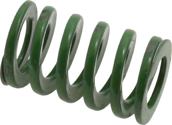 Dayton Lamina - 5/8" Hole Diam, 11/32" Rod Diam, 1" Free Length, Green Die Spring - 18 Lb Max Deflection, 0.39" Max Deflection, Light Duty, Chromium Vanadium Steel - Makers Industrial Supply