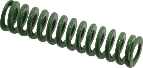 Dayton Lamina - 5/8" Hole Diam, 11/32" Rod Diam, 2-1/2" Free Length, Green Die Spring - 7.2 Lb Max Deflection, 1.01" Max Deflection, Light Duty, Chromium Vanadium Steel - Makers Industrial Supply