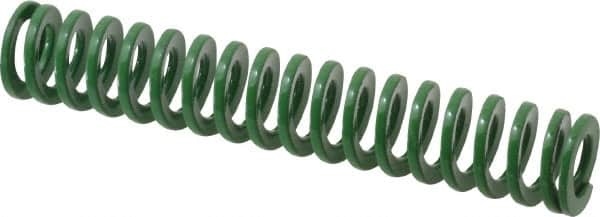 Dayton Lamina - 5/8" Hole Diam, 11/32" Rod Diam, 3-1/2" Free Length, Green Die Spring - 5.3 Lb Max Deflection, 1.4" Max Deflection, Light Duty, Chromium Vanadium Steel - Makers Industrial Supply