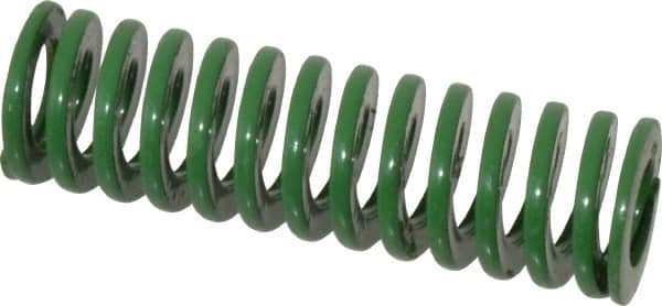 Dayton Lamina - 3/4" Hole Diam, 3/8" Rod Diam, 2-1/2" Free Length, Green Die Spring - 11 Lb Max Deflection, 1.01" Max Deflection, Light Duty, Chromium Vanadium Steel - Makers Industrial Supply