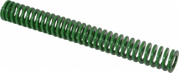 Dayton Lamina - 3/4" Hole Diam, 3/8" Rod Diam, 6" Free Length, Green Die Spring - 4.5 Lb Max Deflection, 2.39" Max Deflection, Light Duty, Chromium Vanadium Steel - Makers Industrial Supply