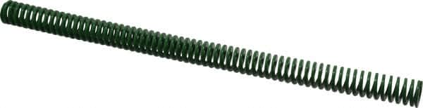 Dayton Lamina - 3/4" Hole Diam, 3/8" Rod Diam, 12" Free Length, Green Die Spring - 2.16 Lb Max Deflection, 4.8" Max Deflection, Light Duty, Chromium Vanadium Steel - Makers Industrial Supply