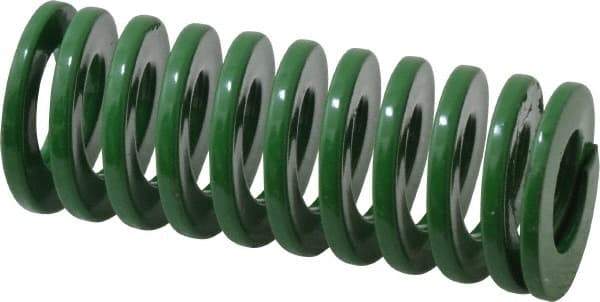 Dayton Lamina - 1" Hole Diam, 1/2" Rod Diam, 2-1/2" Free Length, Green Die Spring - 20.4 Lb Max Deflection, 1.01" Max Deflection, Light Duty, Chromium Vanadium Steel - Makers Industrial Supply