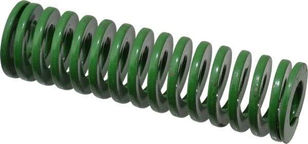 Dayton Lamina - 1" Hole Diam, 1/2" Rod Diam, 3-1/2" Free Length, Green Die Spring - 14.1 Lb Max Deflection, 1.4" Max Deflection, Light Duty, Chromium Vanadium Steel - Makers Industrial Supply