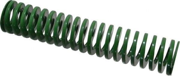 Dayton Lamina - 1-1/4" Hole Diam, 5/8" Rod Diam, 6" Free Length, Green Die Spring - 12.3 Lb Max Deflection, 2.39" Max Deflection, Light Duty, Chromium Vanadium Steel - Makers Industrial Supply