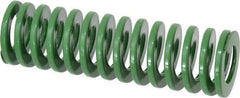 Dayton Lamina - 1-1/2" Hole Diam, 3/4" Rod Diam, 5" Free Length, Green Die Spring - 21.6 Lb Max Deflection, 2" Max Deflection, Light Duty, Chromium Vanadium Steel - Makers Industrial Supply