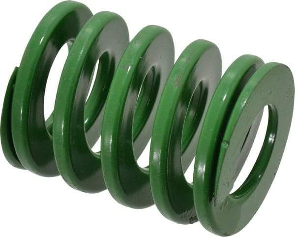 Dayton Lamina - 2" Hole Diam, 1" Rod Diam, 2-1/2" Free Length, Green Die Spring - 89.9 Lb Max Deflection, 1.01" Max Deflection, Light Duty, Chromium Vanadium Steel - Makers Industrial Supply