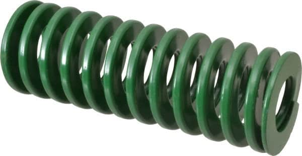 Dayton Lamina - 2" Hole Diam, 1" Rod Diam, 5-1/2" Free Length, Green Die Spring - 36 Lb Max Deflection, 2.2" Max Deflection, Light Duty, Chromium Vanadium Steel - Makers Industrial Supply