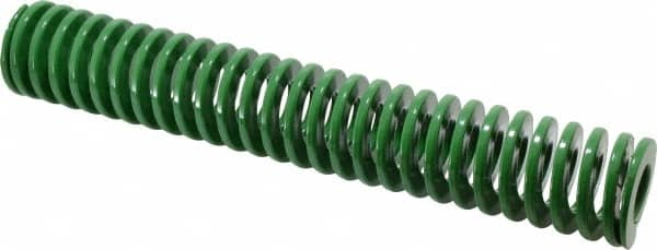 Dayton Lamina - 2" Hole Diam, 1" Rod Diam, 12" Free Length, Green Die Spring - 15.5 Lb Max Deflection, 4.8" Max Deflection, Light Duty, Chromium Vanadium Steel - Makers Industrial Supply