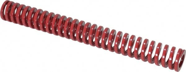 Dayton Lamina - 3/8" Hole Diam, 3/16" Rod Diam, 3" Free Length, Red Die Spring - 4.34 Lb Max Deflection, 0.9" Max Deflection, Heavy Duty, Chromium Vanadium Steel - Makers Industrial Supply