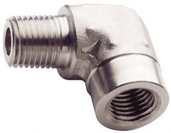 Made in USA - 1-1/2" Grade 316 Stainless Steel Pipe 90° Street Elbow - MNPT x FNPT End Connections, 3,000 psi - Makers Industrial Supply