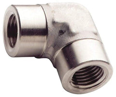 Made in USA - 1-1/2" Grade 316 Stainless Steel Pipe 90° Female Elbow - FNPT End Connections, 1,500 psi - Makers Industrial Supply