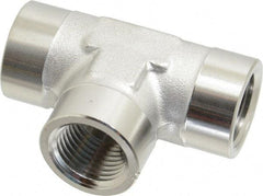 Made in USA - 1/8" Grade 316 Stainless Steel Pipe Tee - FNPTF x FNPTF x FNPTF End Connections - Makers Industrial Supply