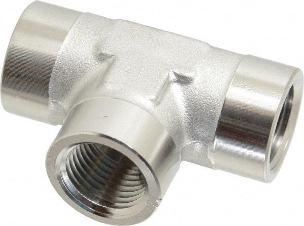 Made in USA - 1-1/4" Grade 316 Stainless Steel Pipe Tee - FNPT End Connections, 1,500 psi - Makers Industrial Supply