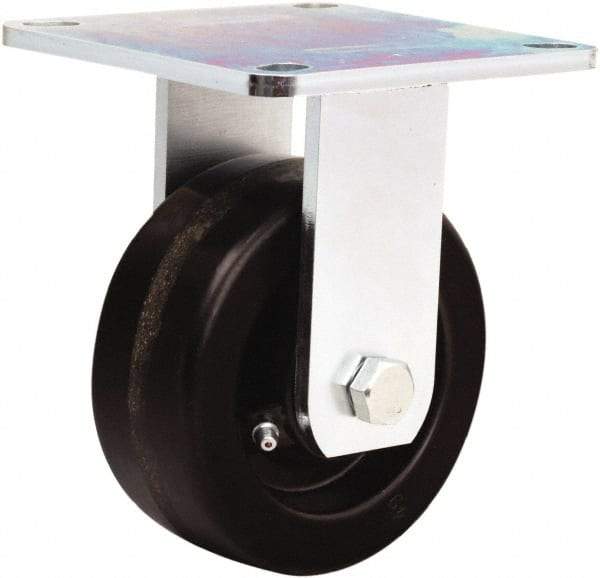 Hamilton - 5" Diam x 2" Wide x 6-1/2" OAH Top Plate Mount Rigid Caster - Phenolic, 900 Lb Capacity, Straight Roller Bearing, 5 x 5-1/2" Plate - Makers Industrial Supply