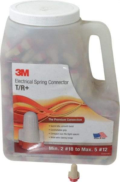 3M - 2, 18 to 5, 12 AWG, 600 Volt, Flame Retardant, Wing Twist on Wire Connector - Red & Tan, 221°F - Makers Industrial Supply