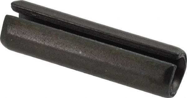 Made in USA - 3/8" Diam x 1-3/8" Long Slotted Spring Pin - Grade 1070-1090 Alloy Steel, Black Oxide Finish - Makers Industrial Supply