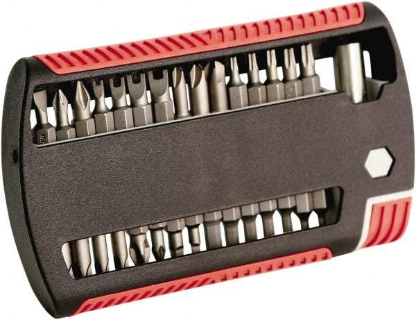 Wiha - 31 Piece, 1/4" Drive Screwdriver Bit Set - #1 to #2 Phillips, 5/64 to 1/4" Hex, T8 to T25 Torx, #1 & #2 Pozidriv - Makers Industrial Supply